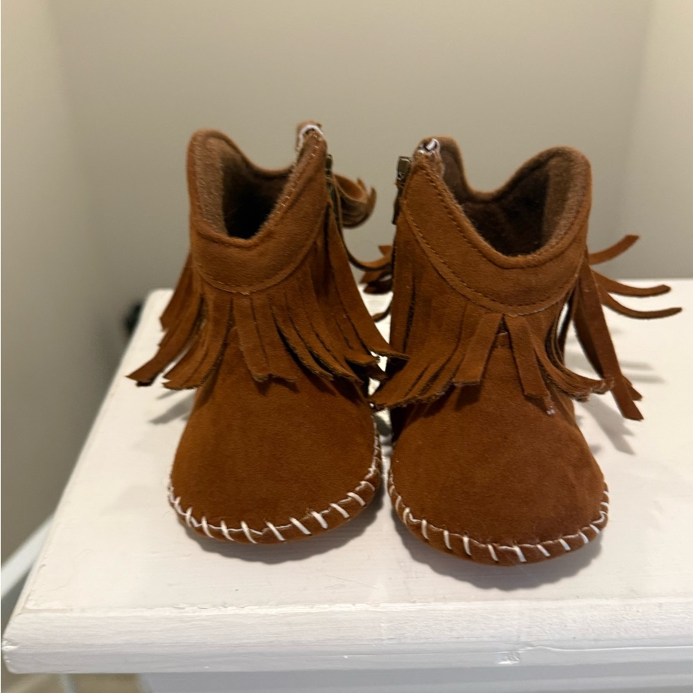 Fringed Brown Kids Boots